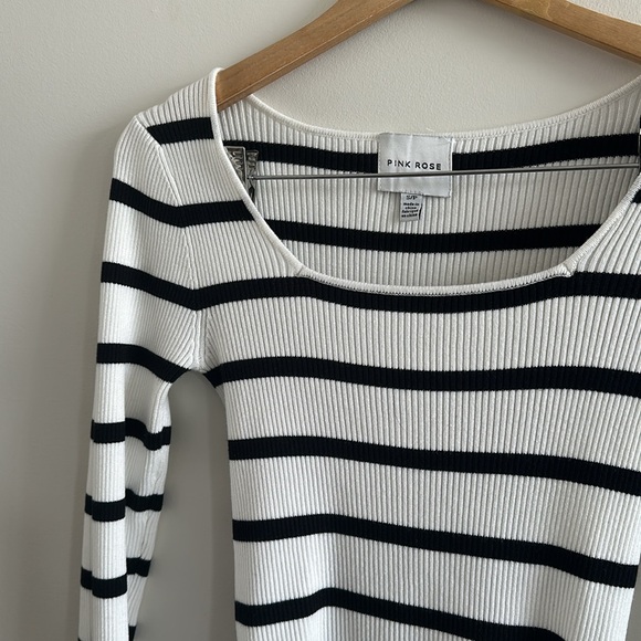 Pink Rose Striped Sweater Size Small - Picture 2 of 5